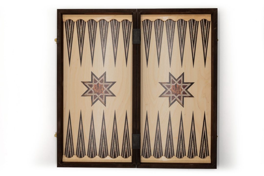 Szachy+Backgammon intarsja drukowana z masa perłową 40 cm - obrazek 3